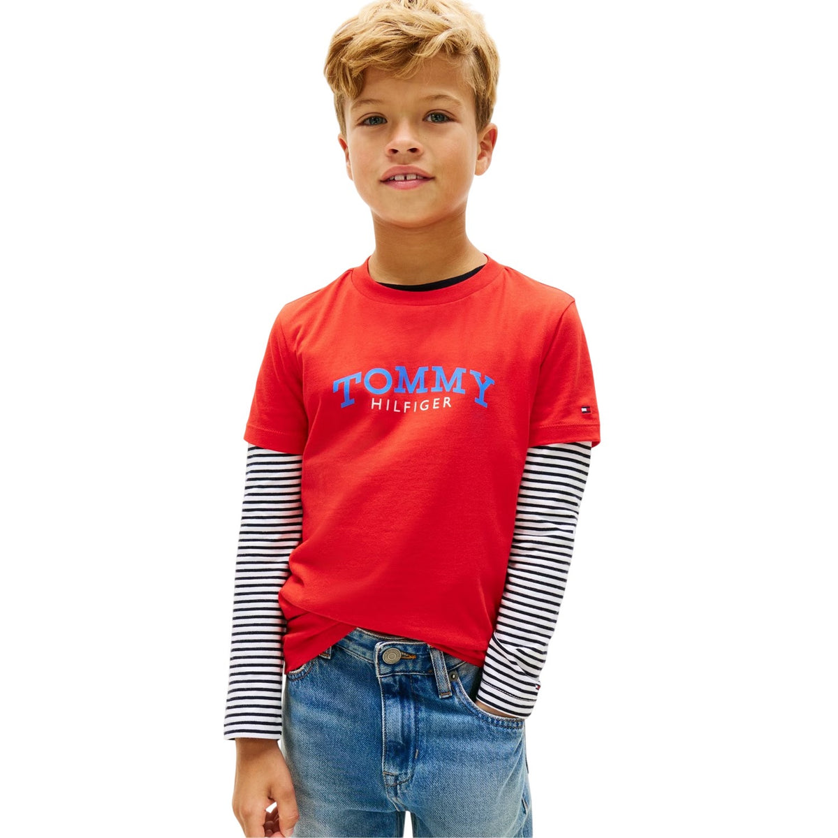 Red - Side - Tommy Hilfiger Childrens-Kids Mono Logo T-Shirt