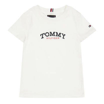 White - Front - Tommy Hilfiger Childrens-Kids Mono Logo T-Shirt