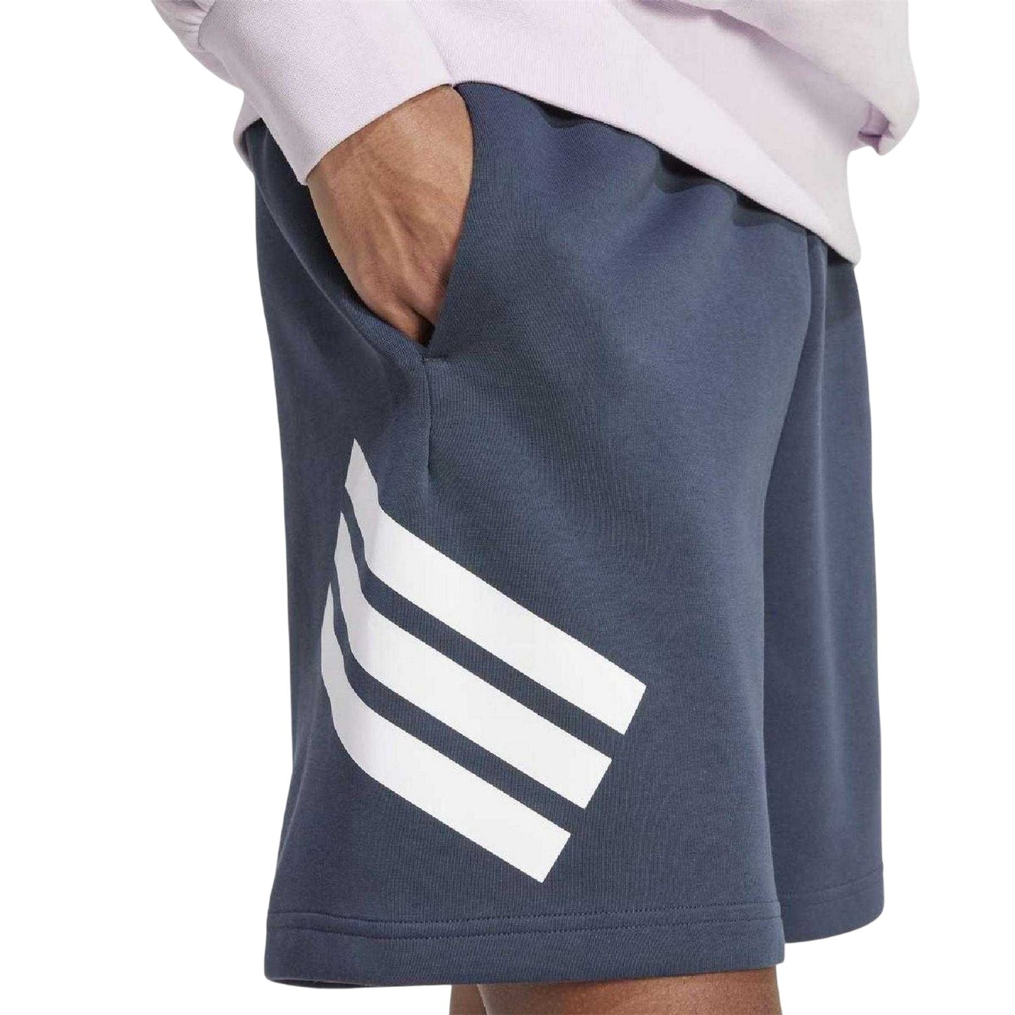 Navy - Side - Adidas Mens Future Icons 3 Stripes Shorts
