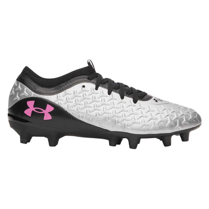 Silver-Black - Front - Under Armour Womens-Ladies Magnetico Firm Ground Football Boots