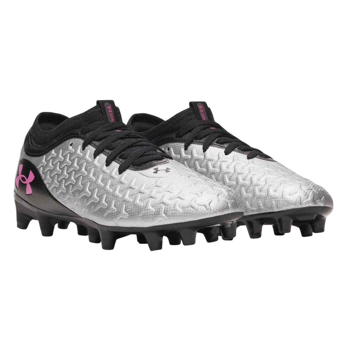 Silver-Black - Pack Shot - Under Armour Womens-Ladies Magnetico Firm Ground Football Boots