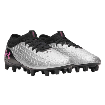 Silver-Black - Pack Shot - Under Armour Womens-Ladies Magnetico Firm Ground Football Boots