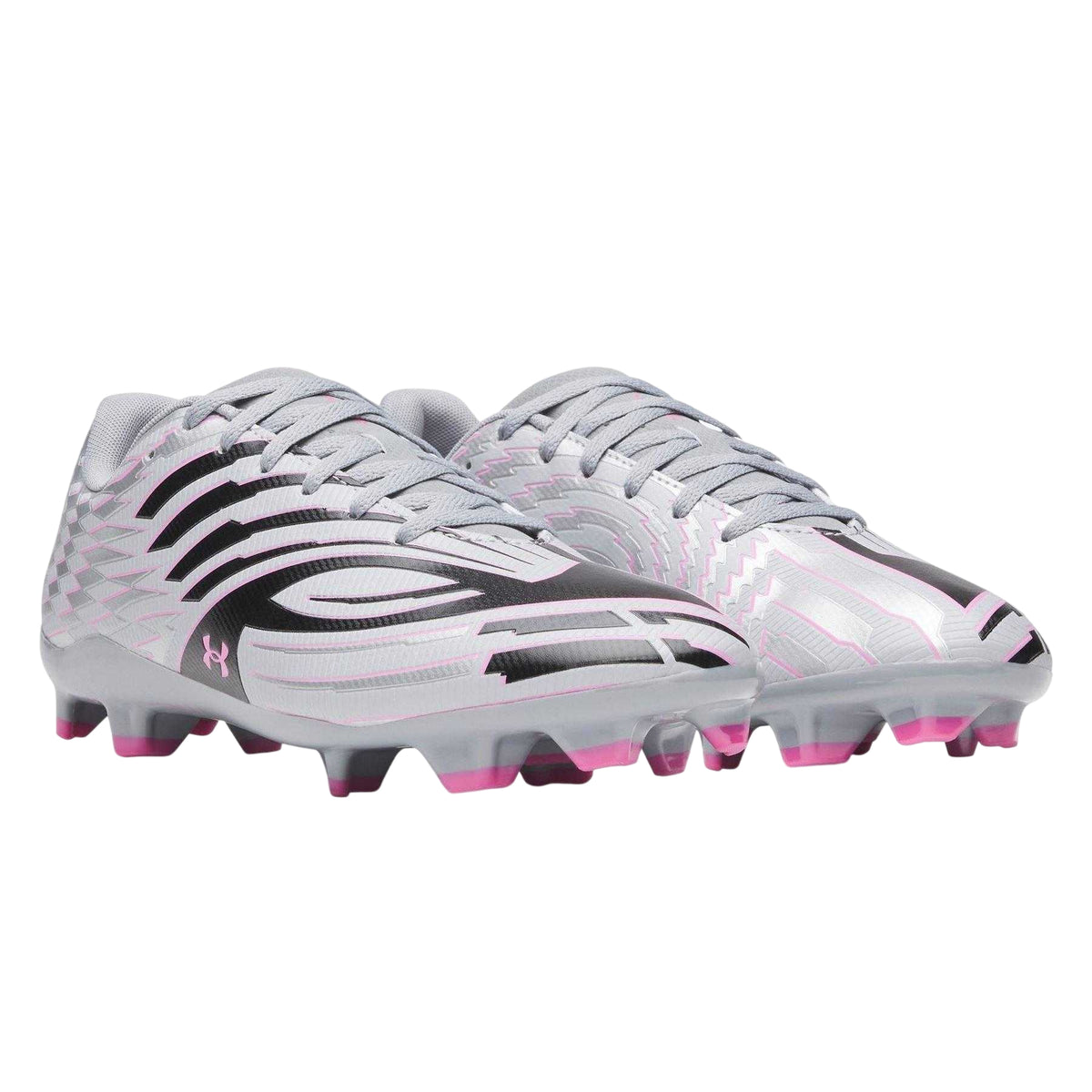 Silver-Black - Pack Shot - Under Armour Mens Shadow 3 Firm Ground Football Boots
