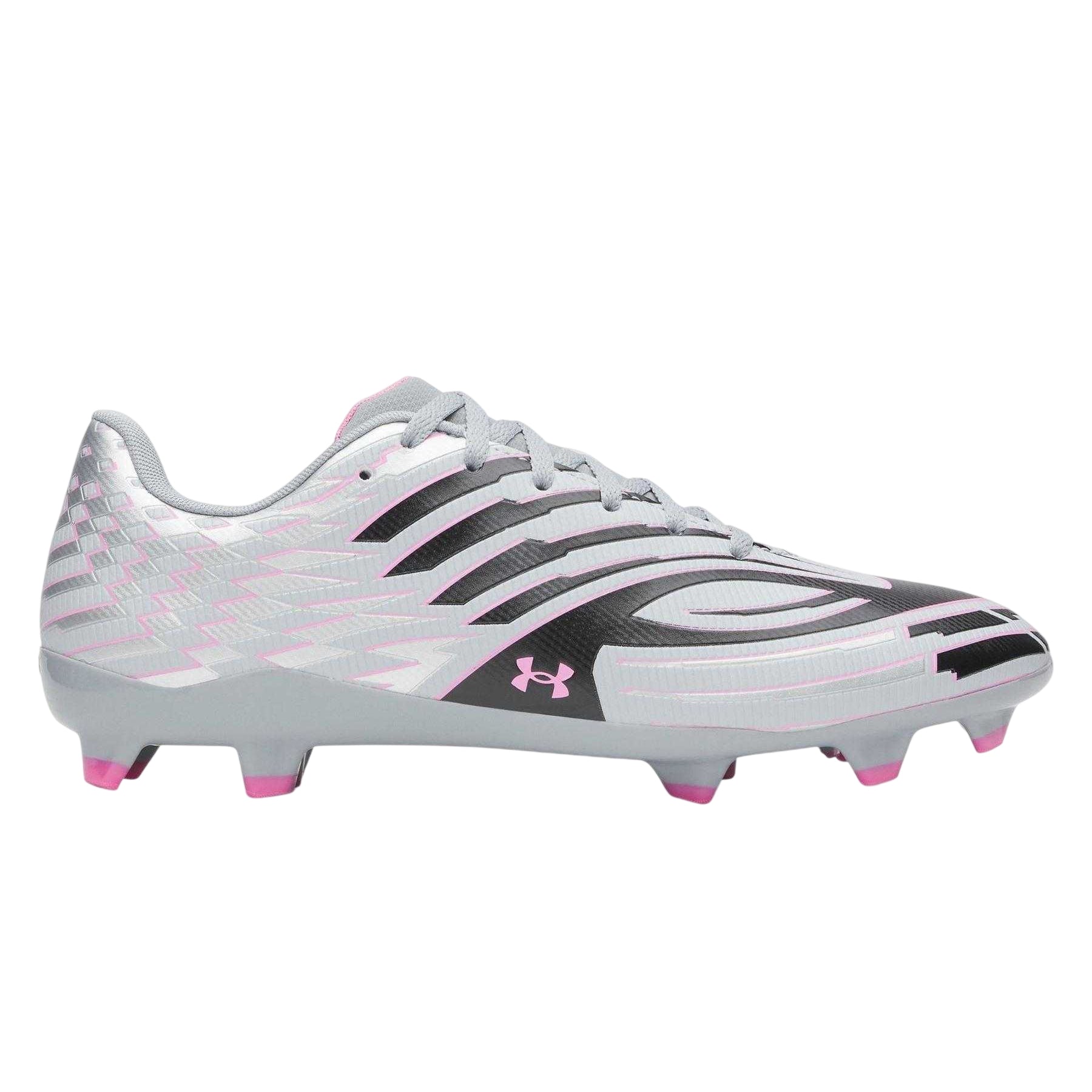 Silver-Black - Front - Under Armour Mens Shadow 3 Firm Ground Football Boots