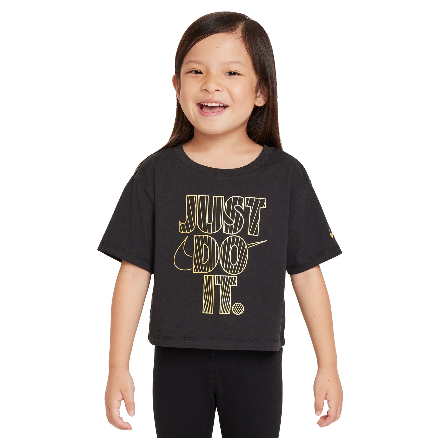 Black - Side - Nike Girls Shine Boxy T-Shirt