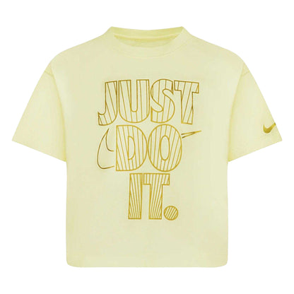Cream - Front - Nike Girls Shine Boxy T-Shirt