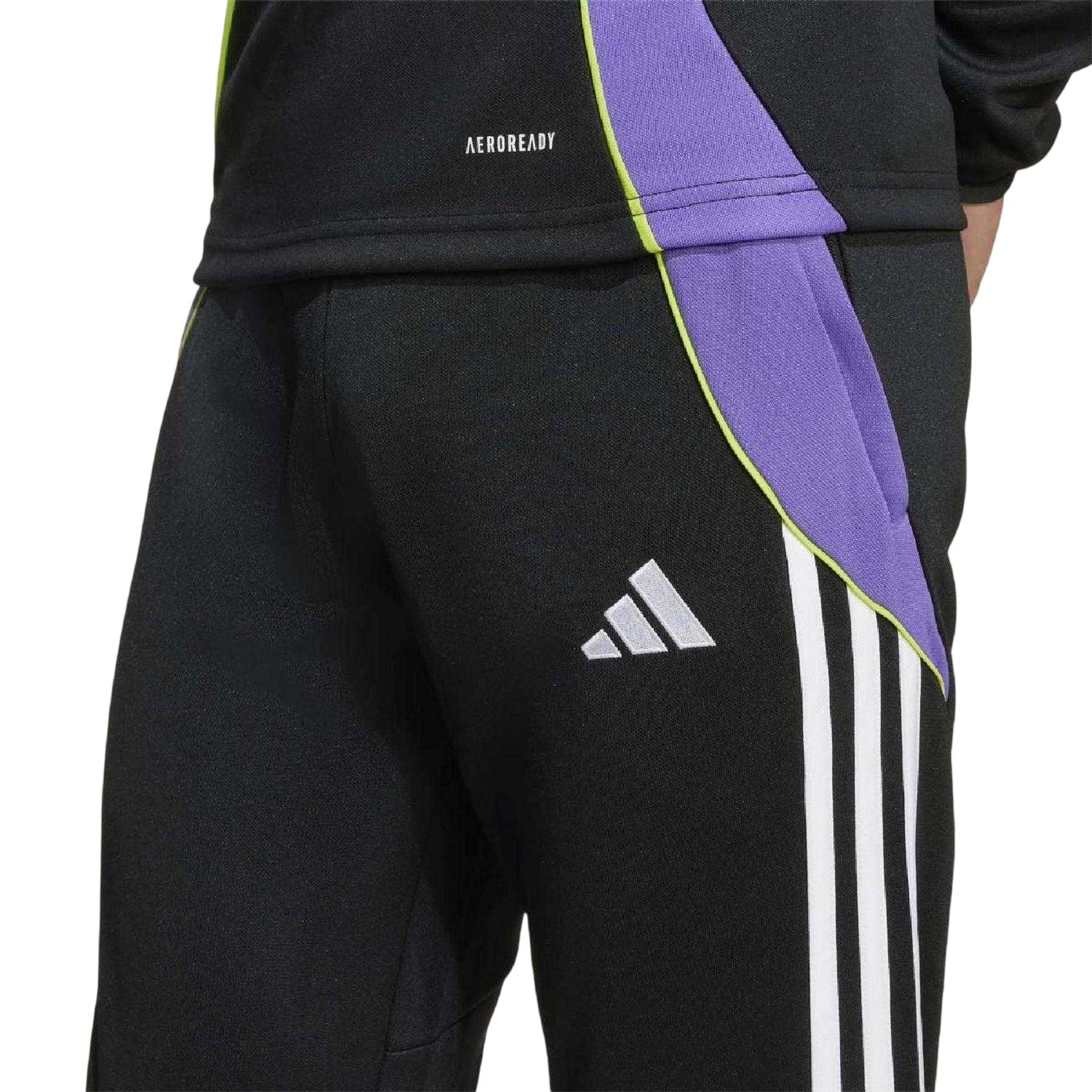 Black - Side - Adidas Childrens-Kids Tiro Colour Block Tapered Tracksuit Bottoms
