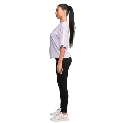 Purple - Side - SikSilk Womens-Ladies Varsity Crop T-Shirt