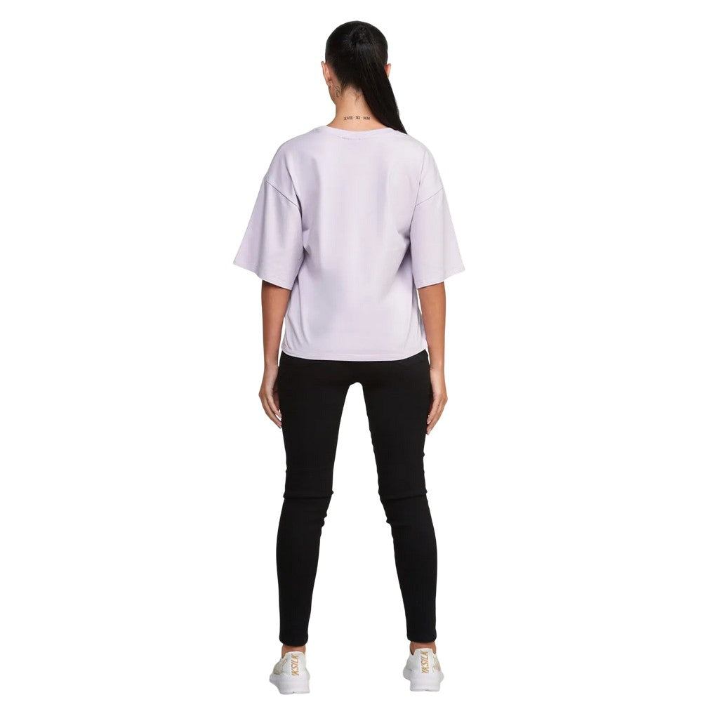 Purple - Back - SikSilk Womens-Ladies Varsity Crop T-Shirt