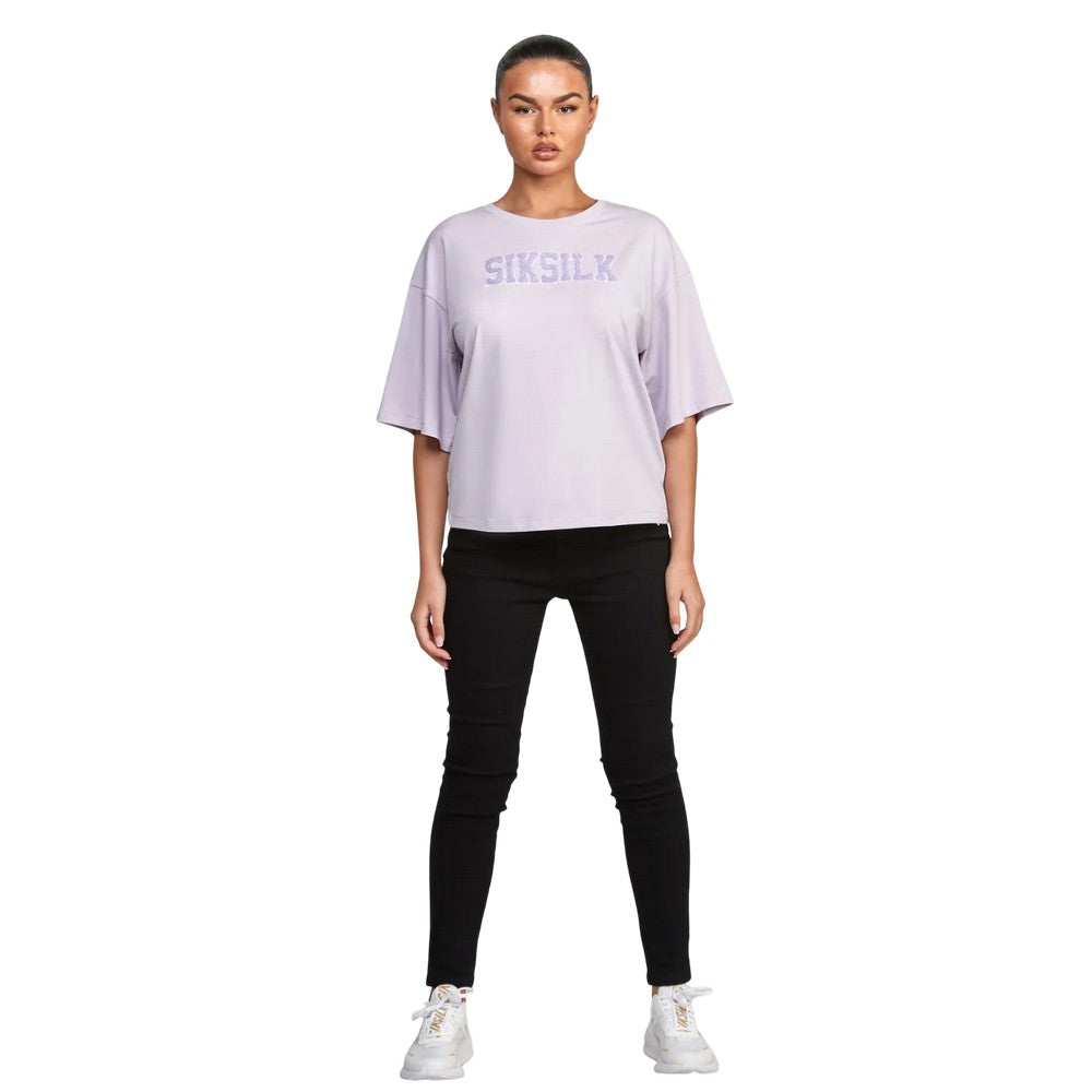 Purple - Pack Shot - SikSilk Womens-Ladies Varsity Crop T-Shirt