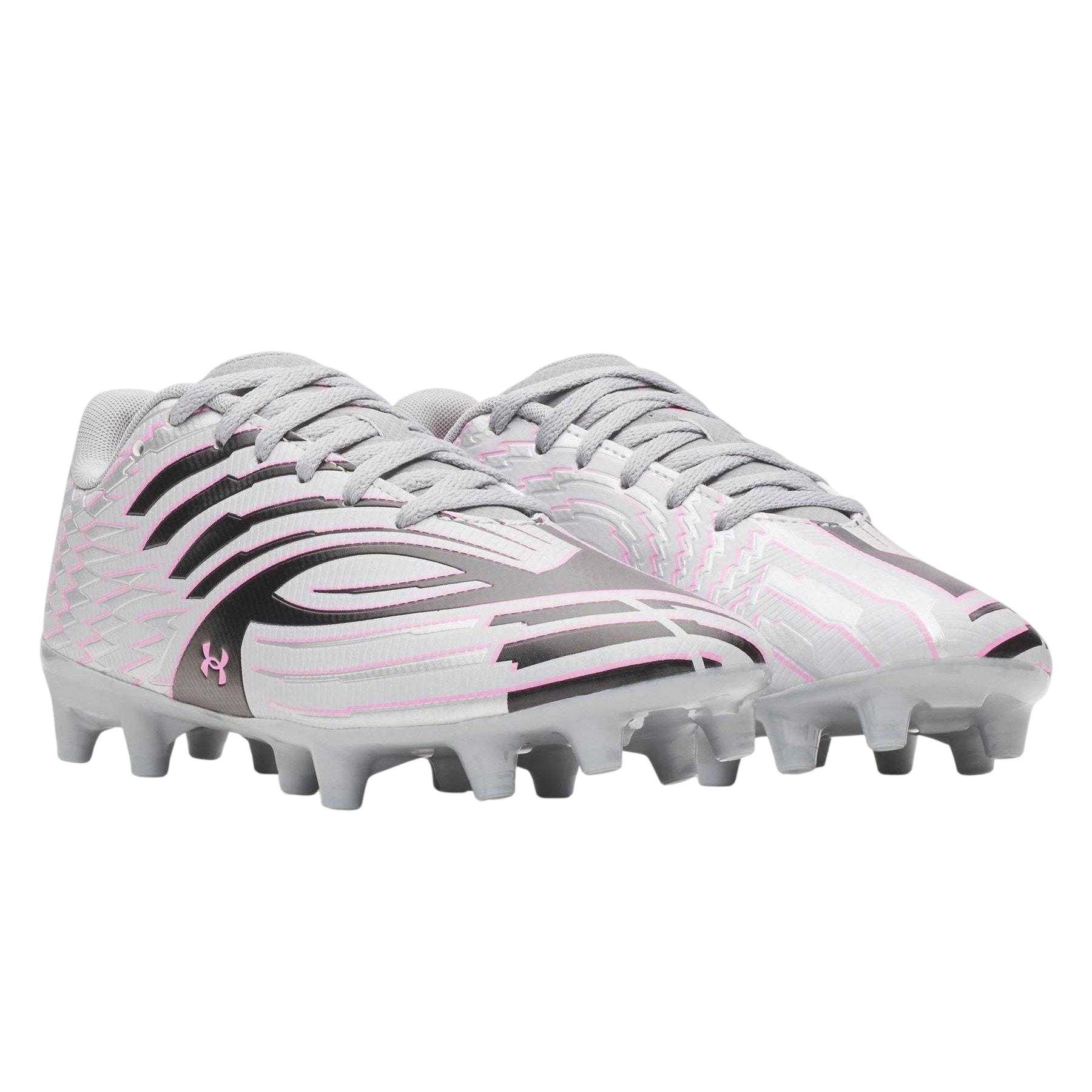 Silver-Black - Pack Shot - Under Armour Womens-Ladies Shadow 3 Firm Ground Football Boots