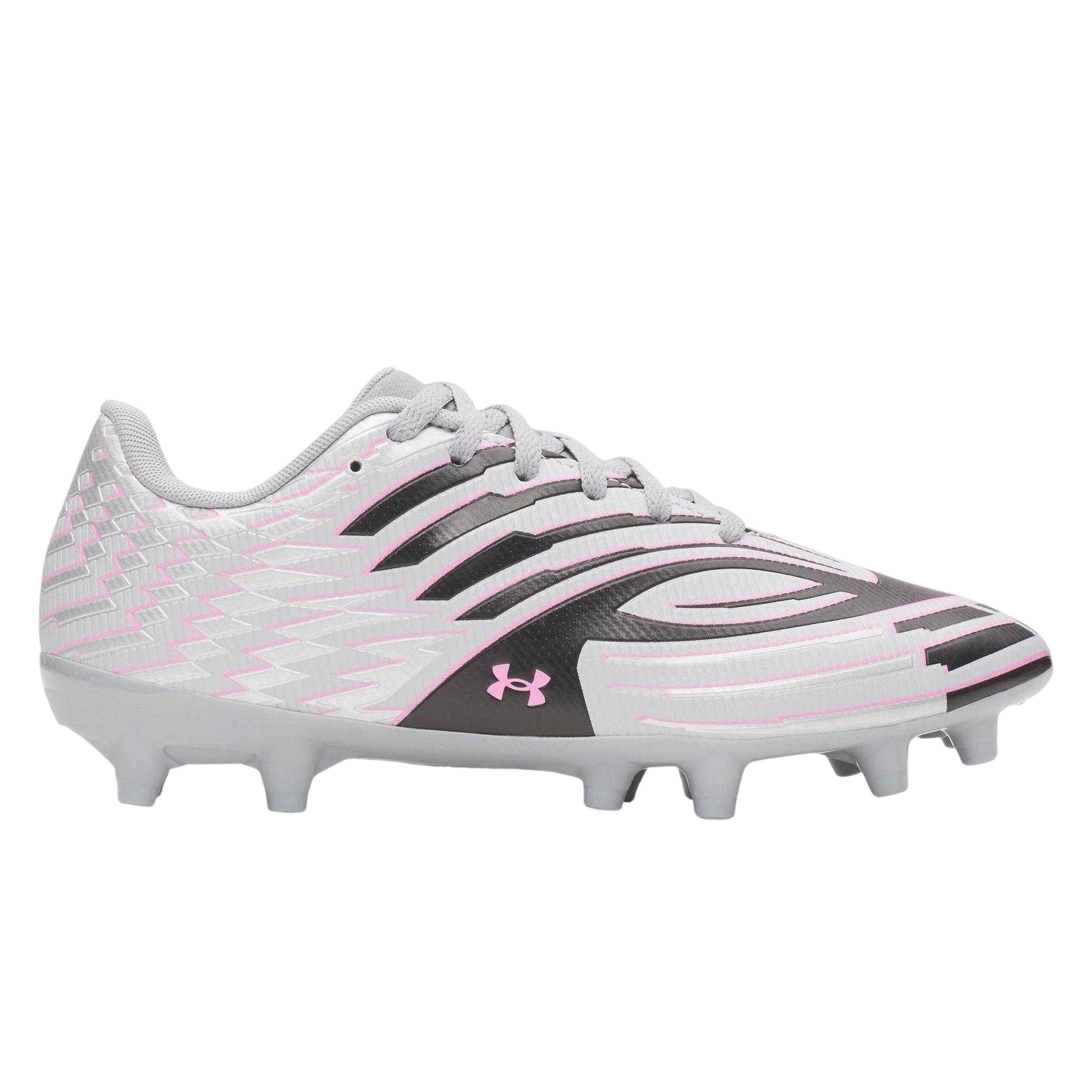 Silver-Black - Front - Under Armour Womens-Ladies Shadow 3 Firm Ground Football Boots