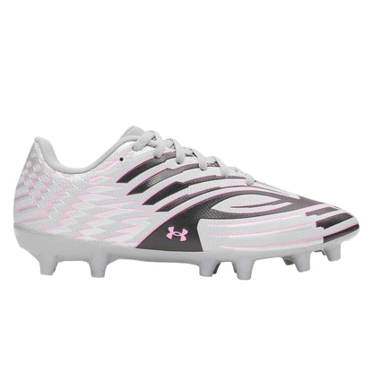 Silver-Black - Front - Under Armour Womens-Ladies Shadow 3 Firm Ground Football Boots