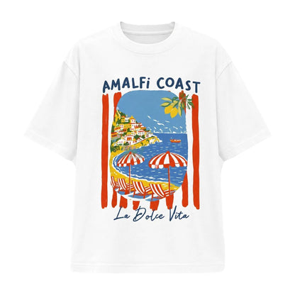 Multicoloured - Front - I Saw It First Womens-Ladies Amalfi Coast Graphic Print Oversized T-Shirt