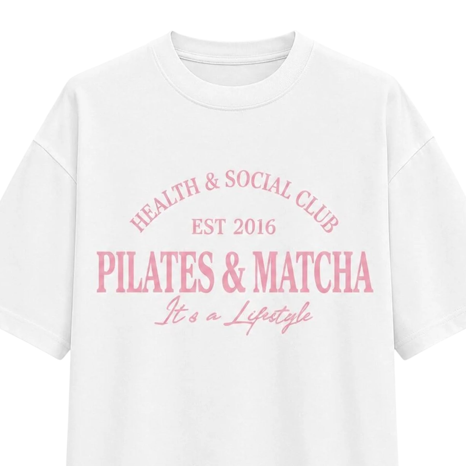 Pink - Side - I Saw It First Womens-Ladies Pilates And Matcha Graphic Print Oversized T-Shirt
