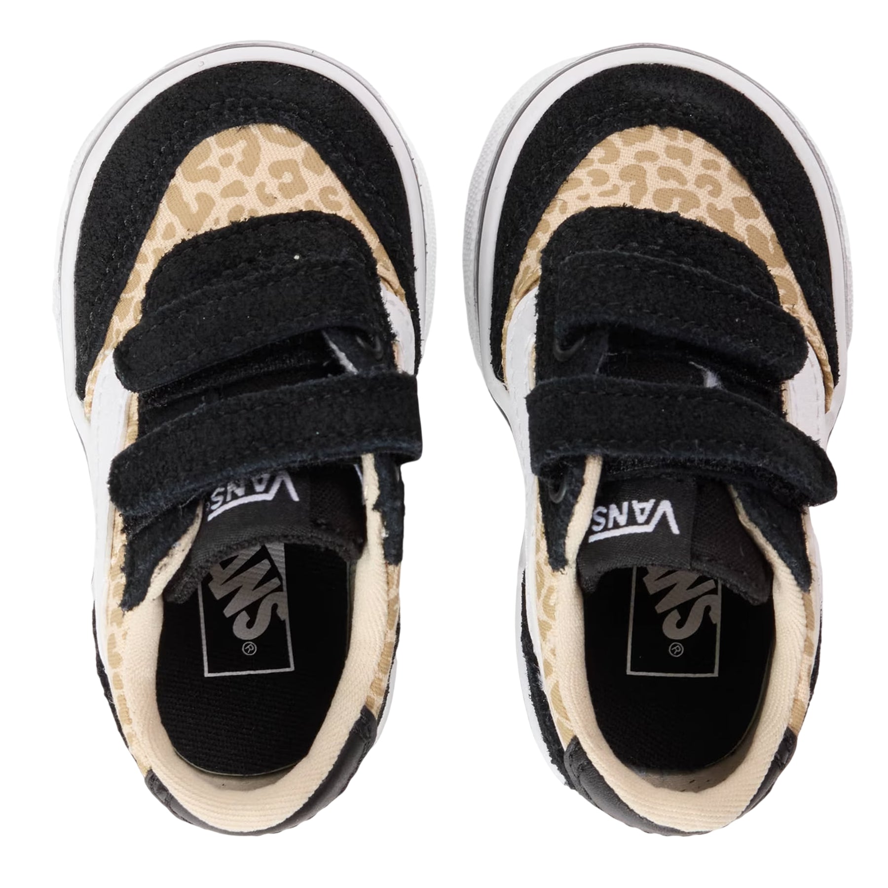 Black - Side - Vans Toddler VanAct Brooklyn Leopard Print Suede Trainers