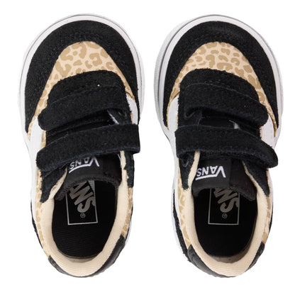 Black - Side - Vans Toddler VanAct Brooklyn Leopard Print Suede Trainers