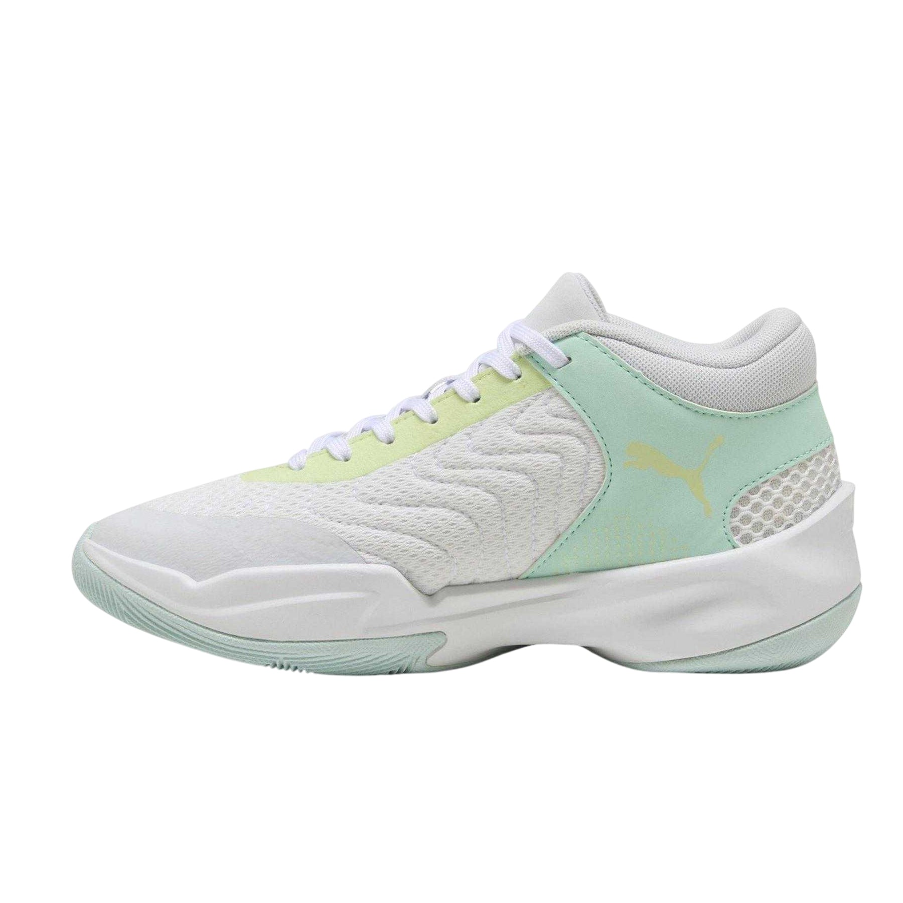 White-Mint - Back - Puma Childrens-Kids Court Pro 2 Basketball Shoes
