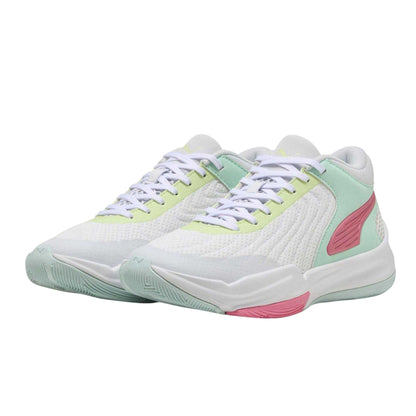 White-Mint - Side - Puma Childrens-Kids Court Pro 2 Basketball Shoes