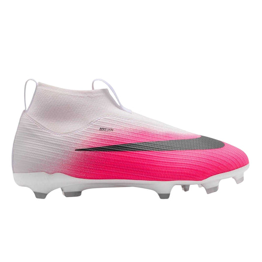 Pink-White - Front - Nike Childrens-Kids Superfly 11 Academy Gradient Firm Ground Football Boots
