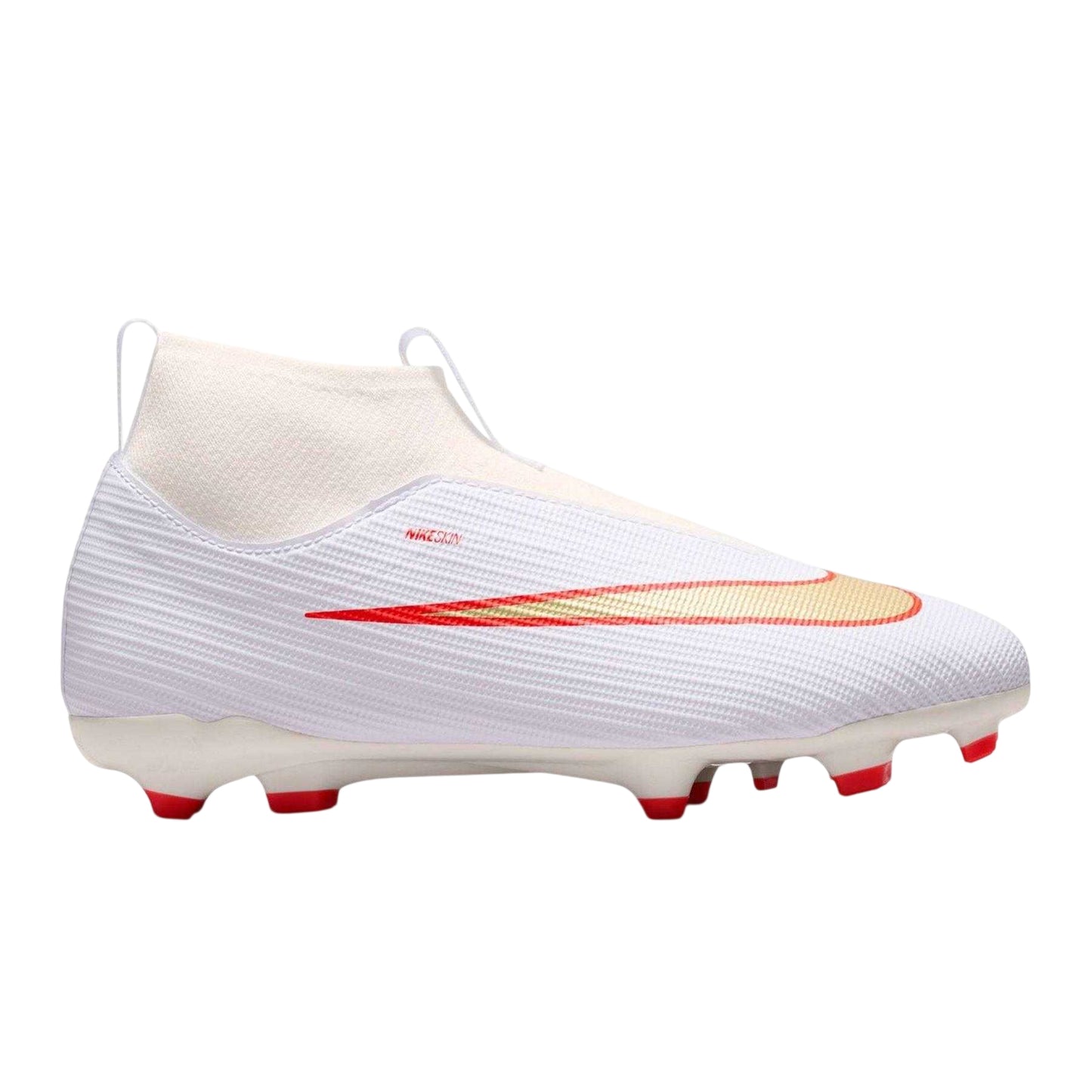 White-Red - Front - Nike Childrens-Kids Superfly 11 Academy Gradient Firm Ground Football Boots