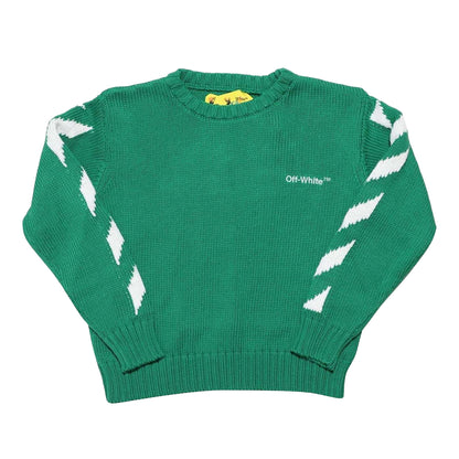 Green-White - Front - Off White Childrens-Kids Helvetica Sweatshirt