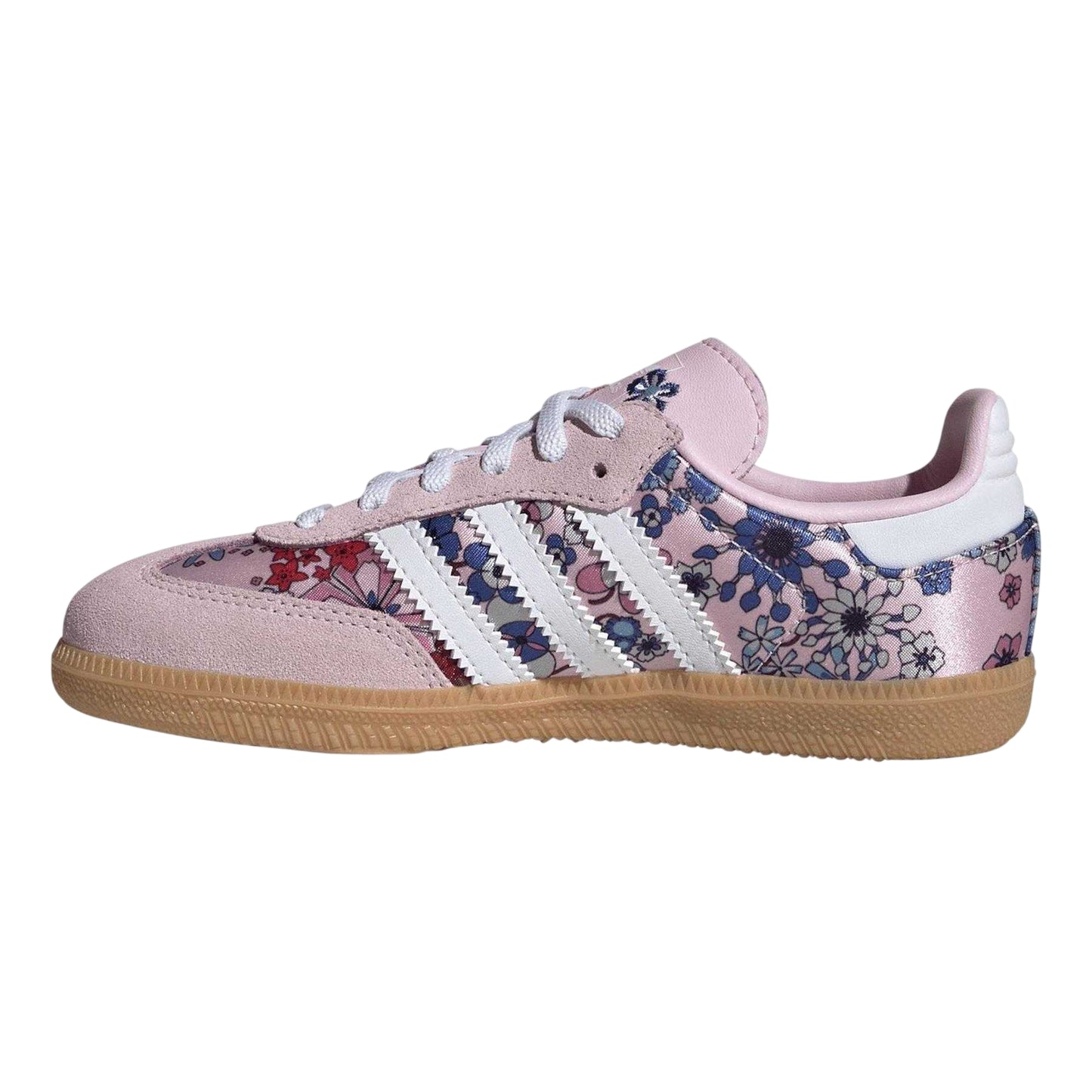 Pink-White - Side - Adidas Childrens-Kids Samba OG Suede Trainers