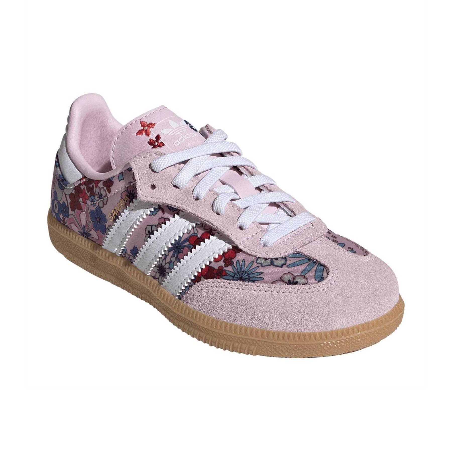 Pink-White - Pack Shot - Adidas Childrens-Kids Samba OG Suede Trainers