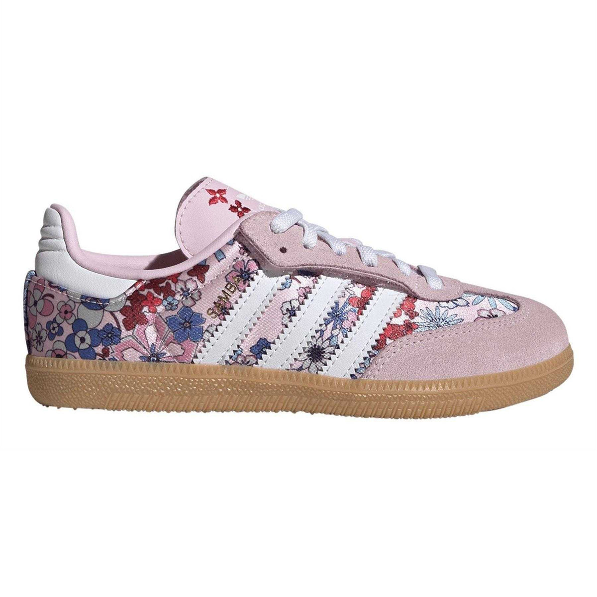 Pink-White - Front - Adidas Childrens-Kids Samba OG Suede Trainers