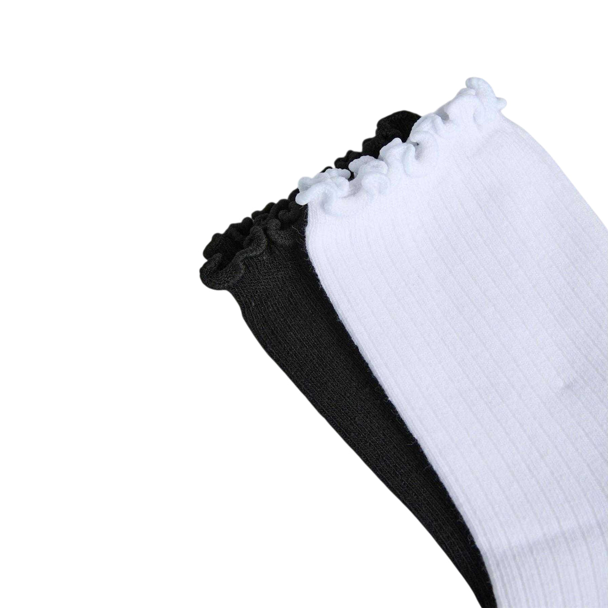 Black-White - Side - Pieces Womens-Ladies Afia Ruffle Trim Ankle Socks (Pack of 4)