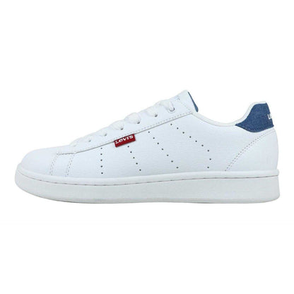 White-Blue - Back - Levis Childrens-Kids Avenue Perforated Flat Trainers