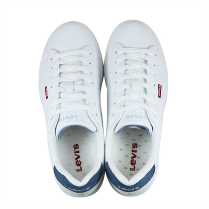 White-Blue - Side - Levis Childrens-Kids Avenue Perforated Flat Trainers