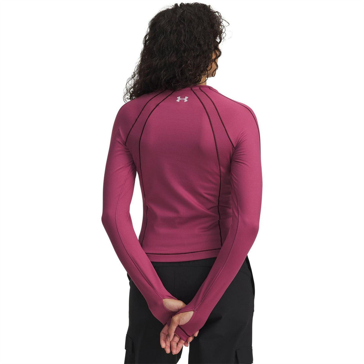 Pink - Back - Under Armour Womens-Ladies ColdGear Base Layer Top