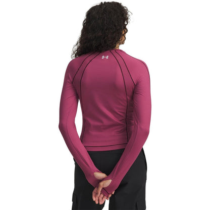Pink - Back - Under Armour Womens-Ladies ColdGear Base Layer Top