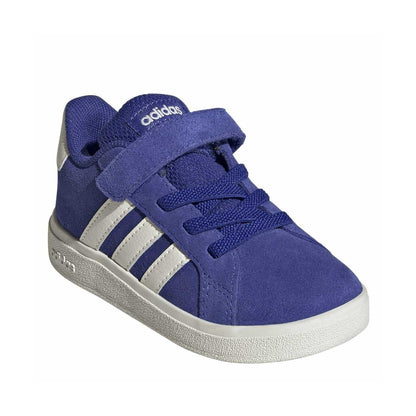 Lucid Blue - Lifestyle - Adidas Childrens-Kids Grand Court Lo Stripes Suede Flat Shoes