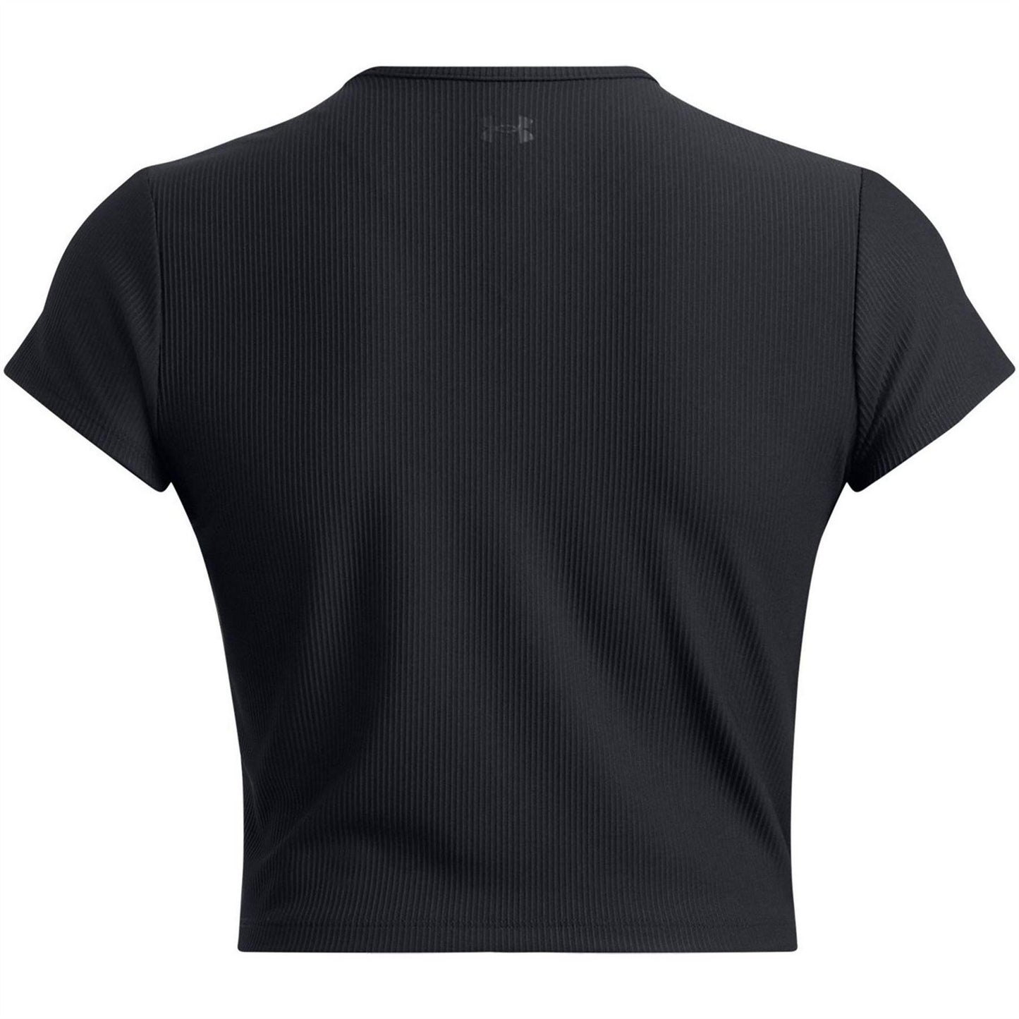 Black - Back - Under Armour Womens-Ladies Rival Ribbed Cropped T-Shirt