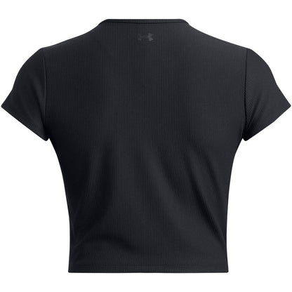 Black - Back - Under Armour Womens-Ladies Rival Ribbed Cropped T-Shirt