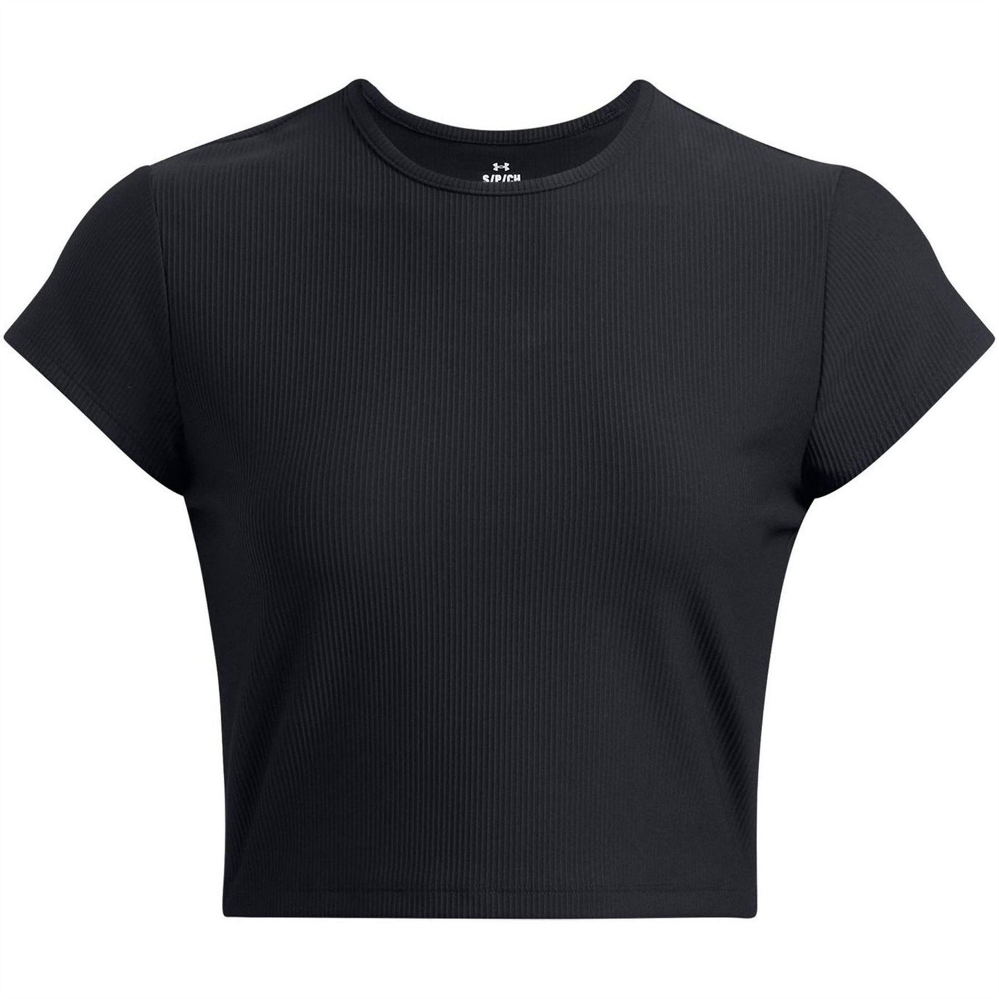 Black - Front - Under Armour Womens-Ladies Rival Ribbed Cropped T-Shirt