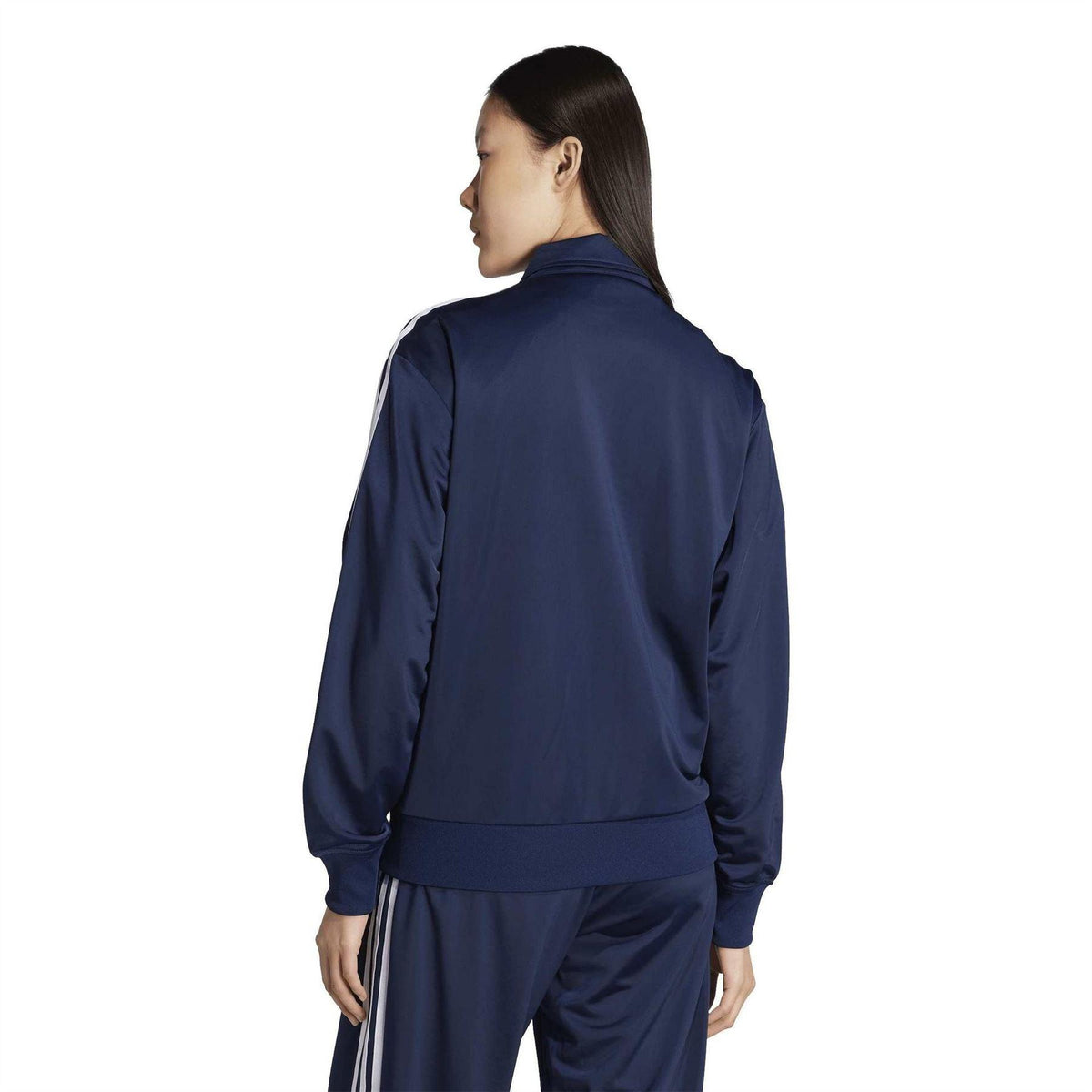 Indigo-White - Back - Adidas Womens-Ladies Firebird Funnel Neck Track Jacket
