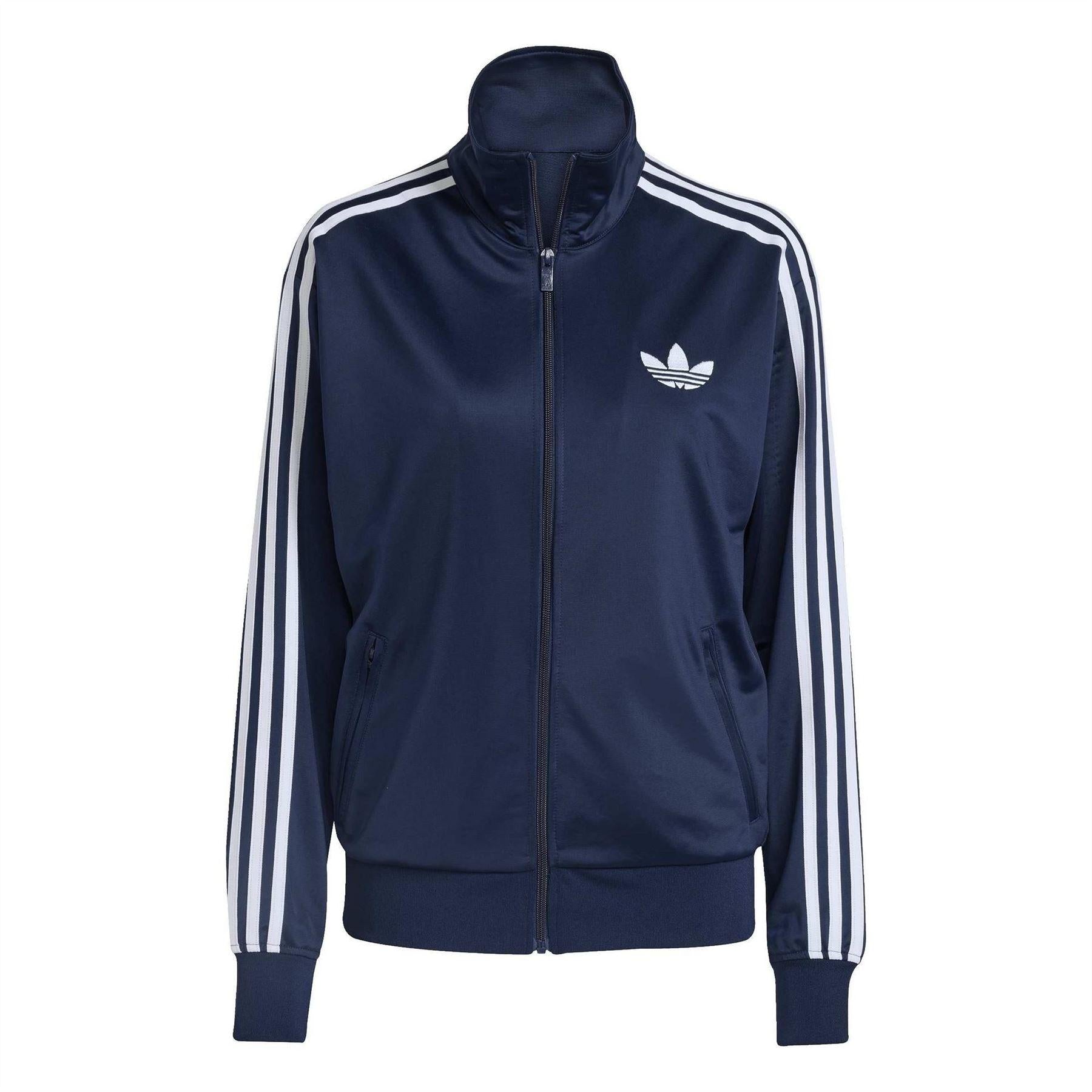 Indigo-White - Front - Adidas Womens-Ladies Firebird Funnel Neck Track Jacket
