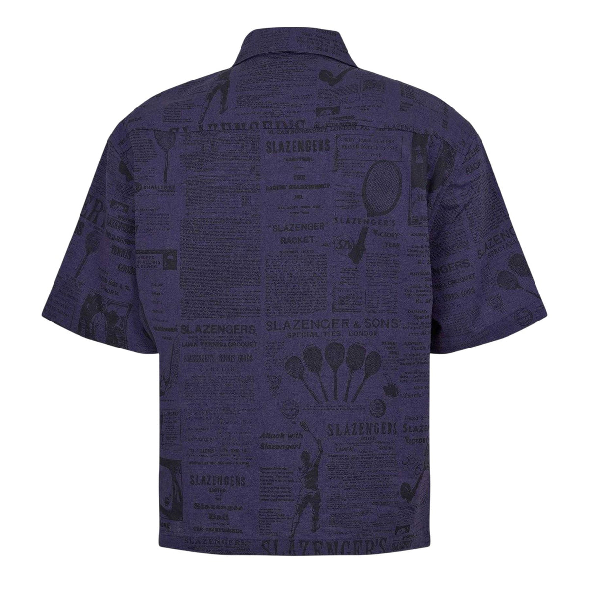 Navy - Back - Slazenger Mens Court Newspaper Lightweight Shirt
