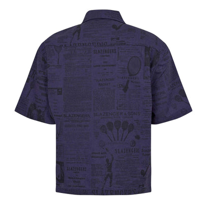 Navy - Back - Slazenger Mens Court Newspaper Lightweight Shirt