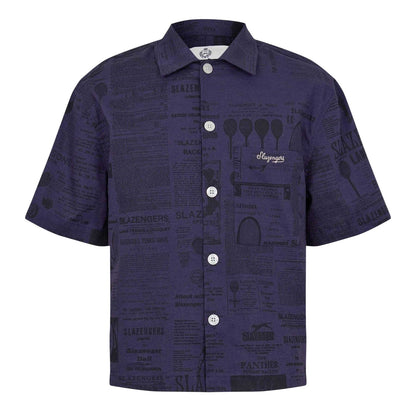 Navy - Front - Slazenger Mens Court Newspaper Lightweight Shirt
