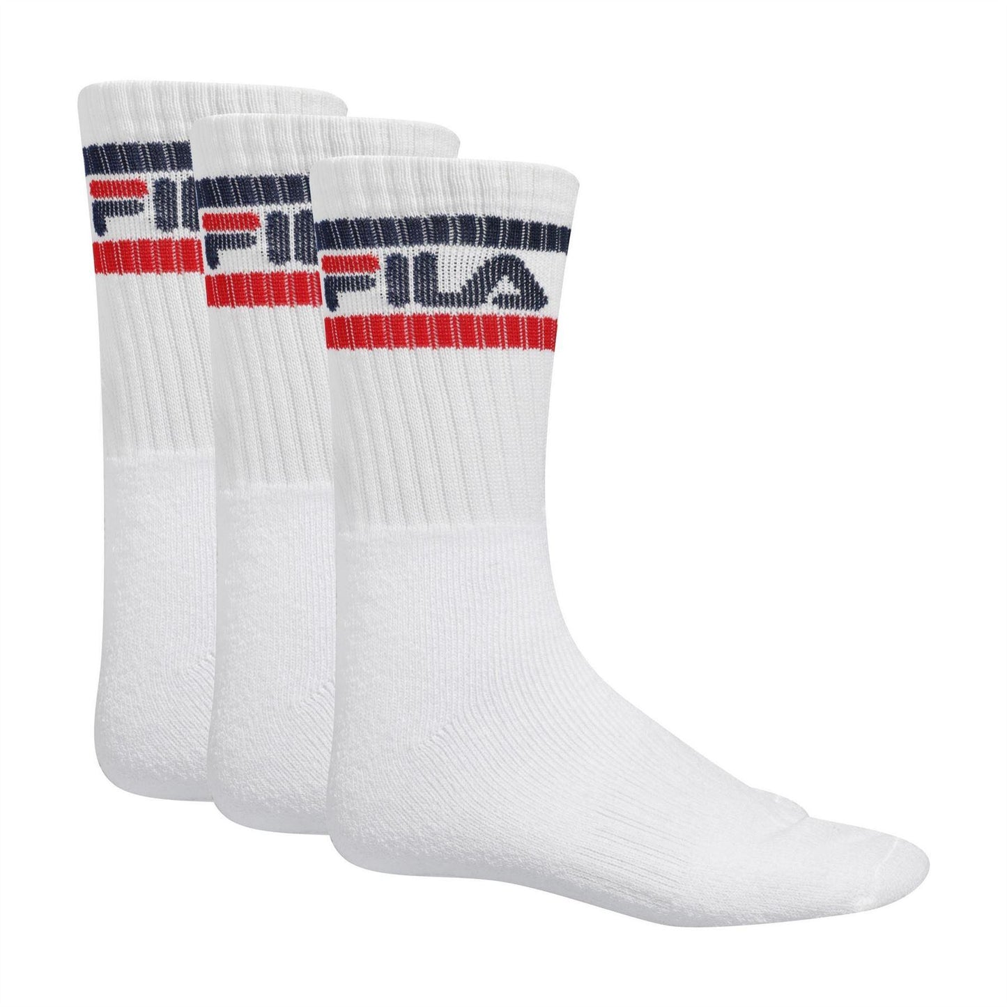White - Front - Fila Mens Game 1 Crew Socks (Pack of 3)