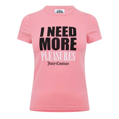 Pink - Front - Juicy Couture Womens-Ladies Pleasures Fitted T-Shirt