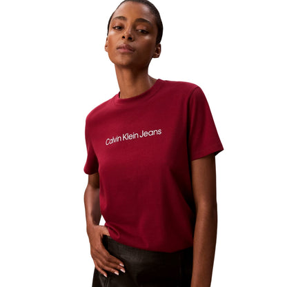 Magenta - Side - Calvin Klein Womens-Ladies Classic Logo Regular T-Shirt