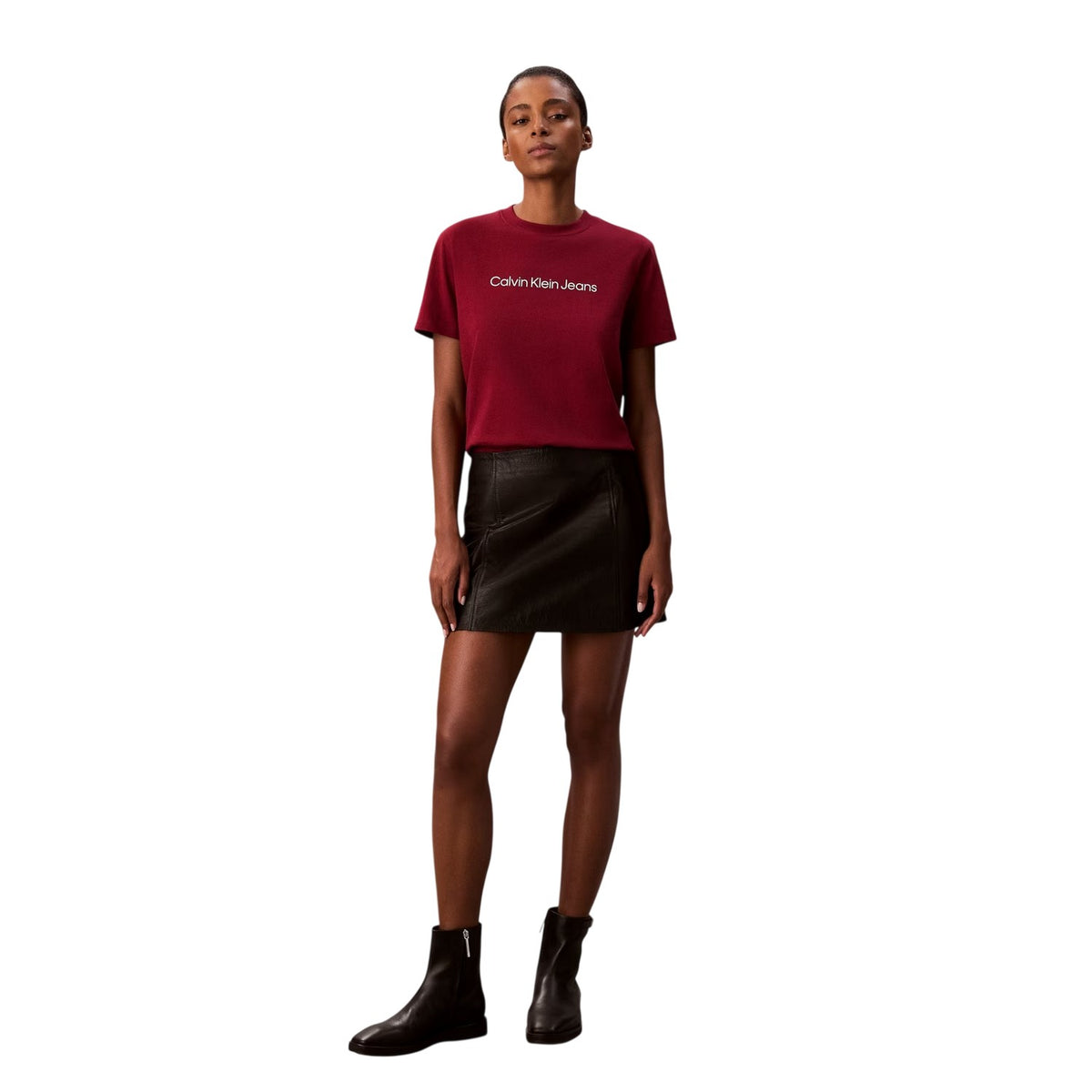 Magenta - Lifestyle - Calvin Klein Womens-Ladies Classic Logo Regular T-Shirt