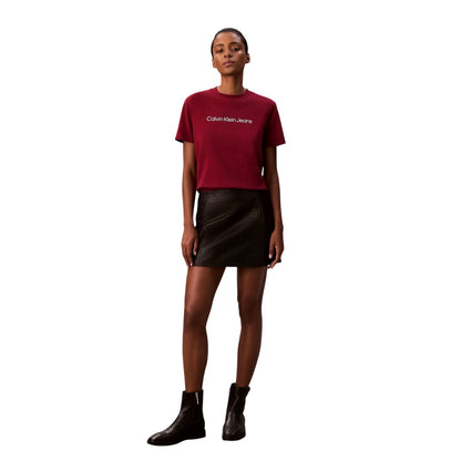 Magenta - Lifestyle - Calvin Klein Womens-Ladies Classic Logo Regular T-Shirt