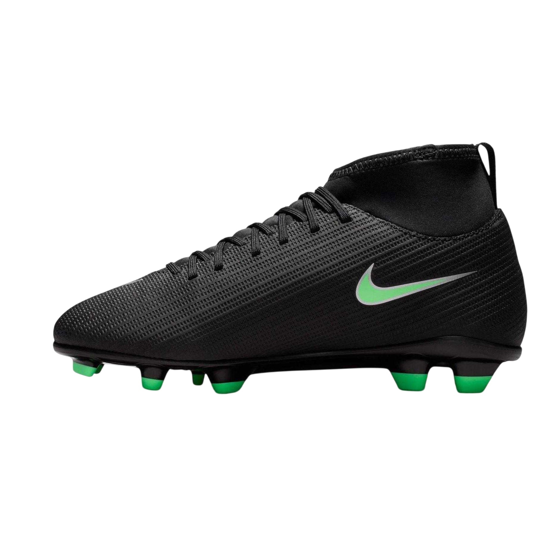 Black-Green - Side - Nike Childrens-Kids Superfly 11 Club Ombre High-top Firm Ground Football Boots