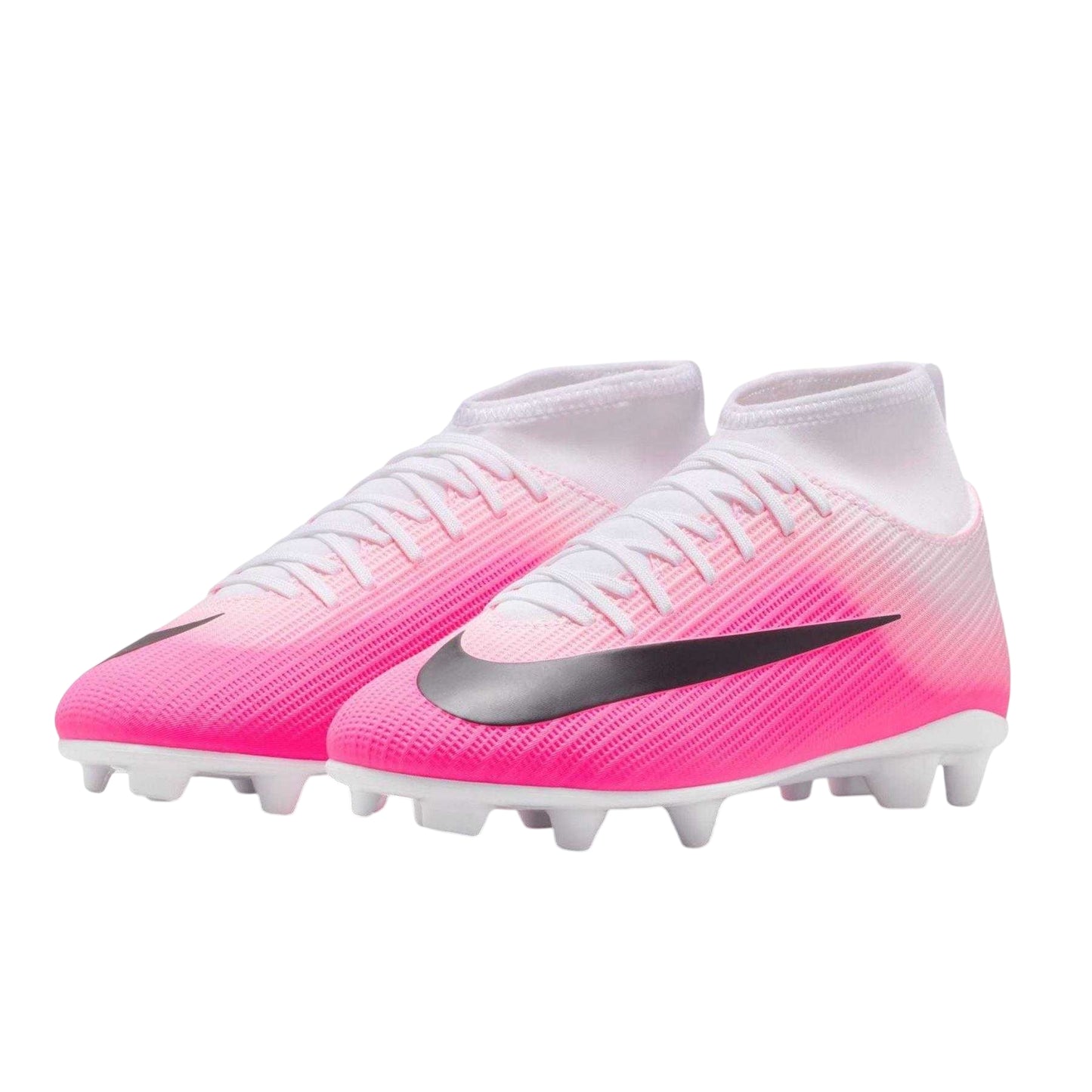 White-Pink - Lifestyle - Nike Childrens-Kids Superfly 11 Club Ombre High-top Firm Ground Football Boots